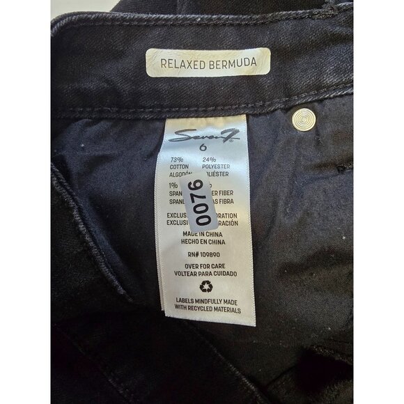Seven7 Women's Relaxed Bermuda Black Denim Shorts Size 6 NEW Frayed Hem 5 Pocket - Picture 5 of 6